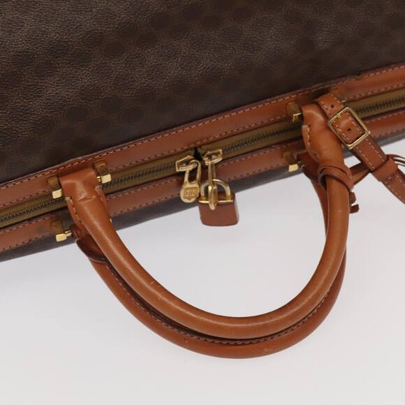 CELINE Macadam Canvas Boston Bag Pvc Leather Brown Gold - Picture 7 of 13